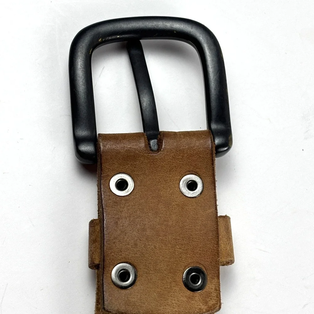 Dickies Belt Mens Size 38 Tan Genuine Leather Workwear Rugged Western Distressed